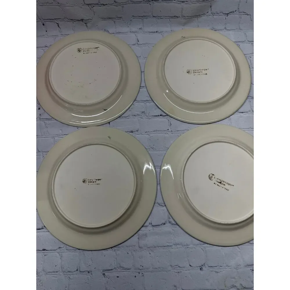 Longaberger Meadow Blossom Set of 4 dinner plates Hartstone Pottery 11